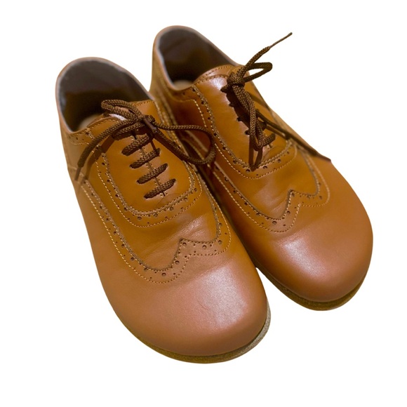 Handmade Tan Leather Oxfords Wide Toebox Size EU 37 - Picture 2 of 6